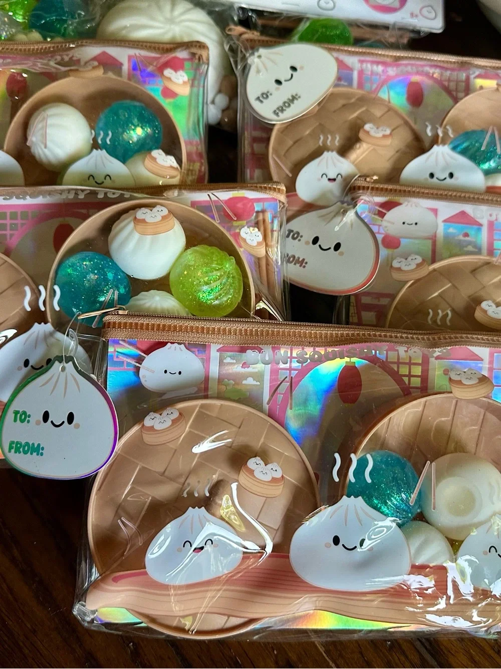 Squishy Dumpling Set - Cute White & Blue! Includes 4 Squishy Dumpling